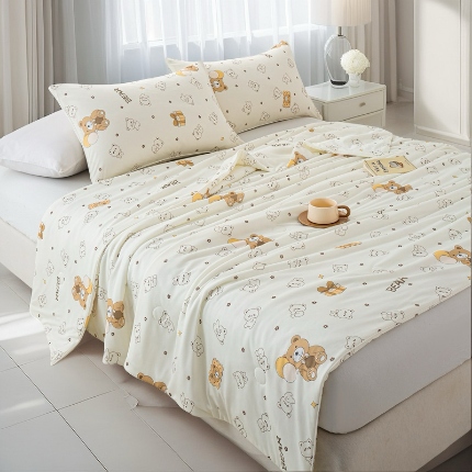 91家纺网 家纺一手货源 找家纺 3D数码印花针织棉凉感夏被 夏凉被 空调被填充大豆纤维配送包装