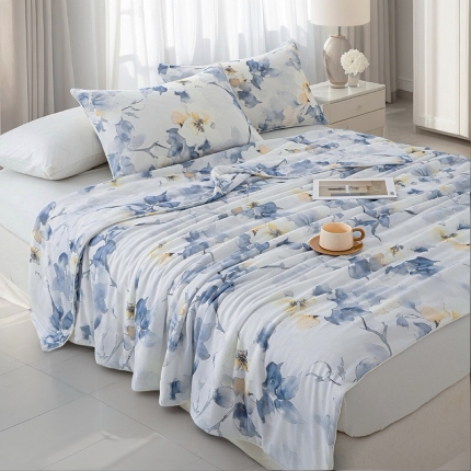 91家纺网 家纺一手货源 找家纺 3D数码印花针织棉凉感夏被 夏凉被 空调被填充大豆纤维配送包装