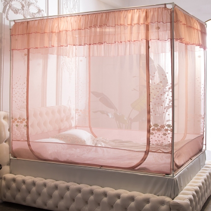 飞轮海蚊帐 2025新款全底回底蚊帐方顶防摔坐床蚊帐-Z57风格二 奶茶色