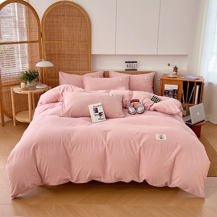 91家纺网 家纺一手货源 找家纺 （总）2025款色织全棉四件套简约学生寝室被套床单四季通用