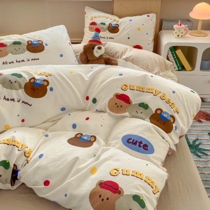 91家纺网 家纺一手货源 找家纺 （总）冕悠家纺 2025新款A类高克重糯叽叽超柔糯水洗棉印花四件套