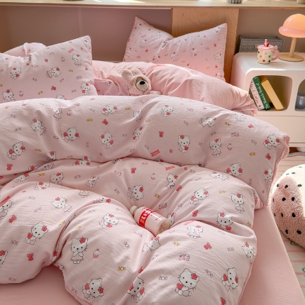 91家纺网 家纺一手货源 找家纺 （总）冕悠家纺 2025新款A类高克重糯叽叽超柔糯水洗棉印花四件套