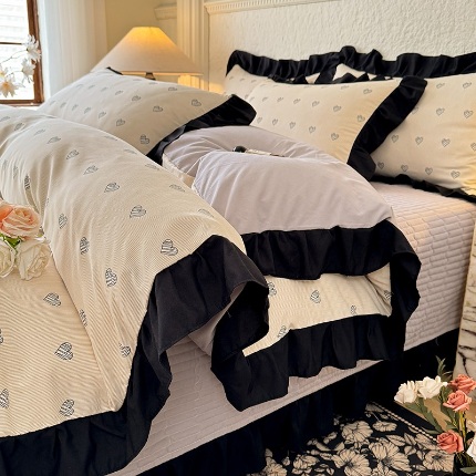 91家纺网 家纺一手货源 找家纺 （总）苏米娜家纺法式A类母婴级针织双层纱床盖款四件套赫本风全棉纯棉麻泡泡棉小竺棉超柔水洗棉床单床盖款