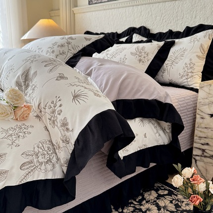 91家纺网 家纺一手货源 找家纺 （总）苏米娜家纺法式A类母婴级针织双层纱床盖款四件套赫本风全棉纯棉麻泡泡棉小竺棉超柔水洗棉床单床盖款