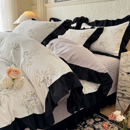 91家纺网 家纺一手货源 找家纺 （总）苏米娜家纺法式A类母婴级针织双层纱床盖款四件套赫本风全棉纯棉麻泡泡棉小竺棉超柔水洗棉床单床盖款