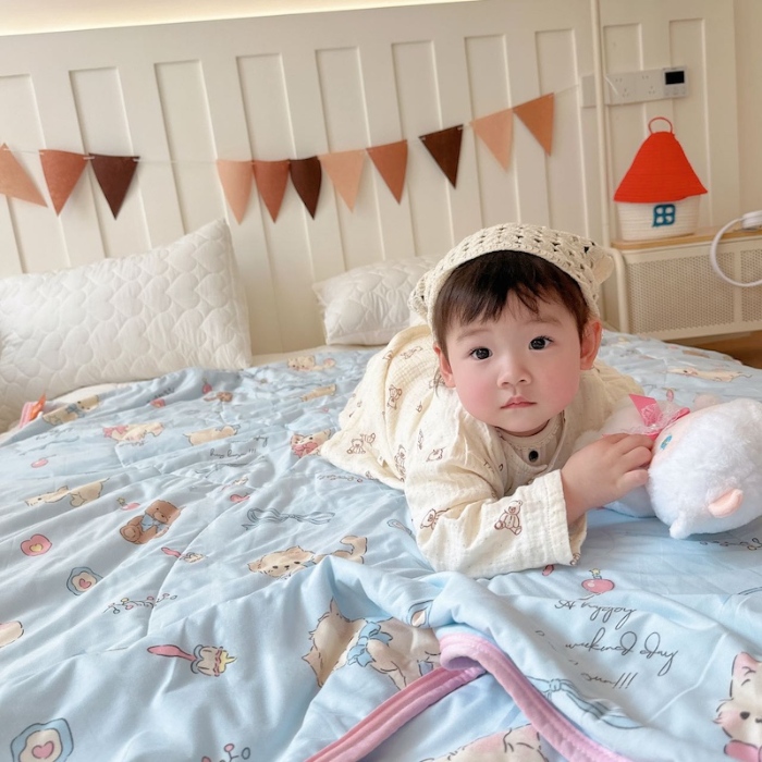 91家纺网 家纺一手货源 找家纺 （总）兜米家居 2025夏季A类针织棉夏凉被小清新卡通双面针织棉空调被子被芯