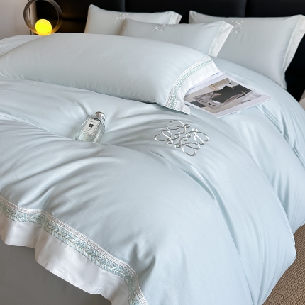 91家纺网 家纺一手货源 找家纺 （总）小傻瓜家纺直播爆款·100%全棉刺绣四件套轻奢纯色绣花纯棉套件礼盒装仙本娜系列