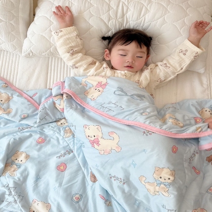 兜米家居 2025夏季A类针织棉夏凉被小清新卡通双面针织棉空调被子被芯 宠物喵喵