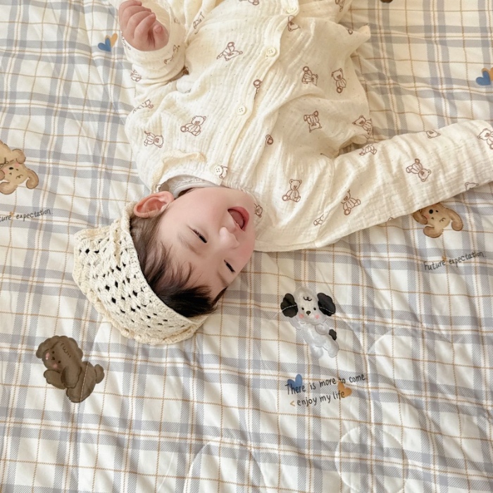 91家纺网 家纺一手货源 找家纺 兜米家居 2025夏季A类针织棉夏凉被小清新卡通双面针织棉空调被子被芯 格子狗