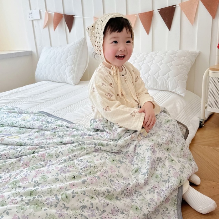 91家纺网 家纺一手货源 找家纺 兜米家居 2025夏季A类针织棉夏凉被小清新卡通双面针织棉空调被子被芯 花园兔