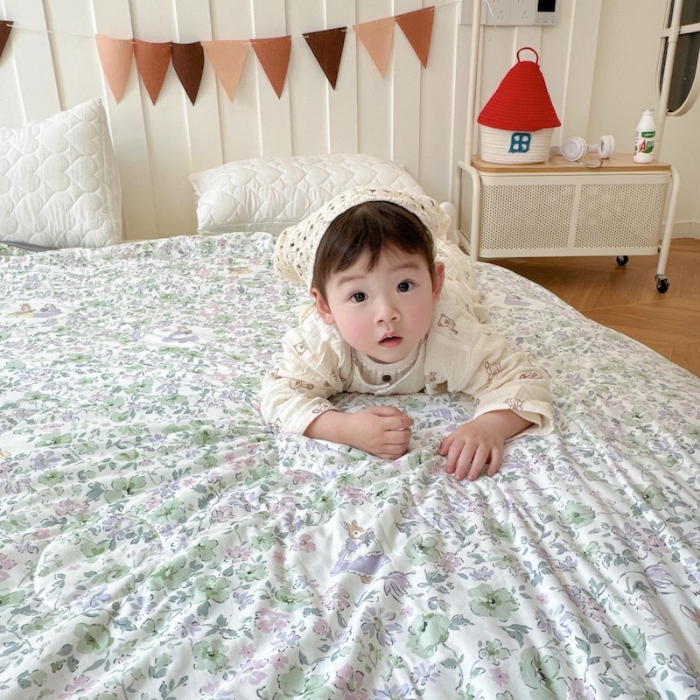 91家纺网 家纺一手货源 找家纺 兜米家居 2025夏季A类针织棉夏凉被小清新卡通双面针织棉空调被子被芯 花园兔