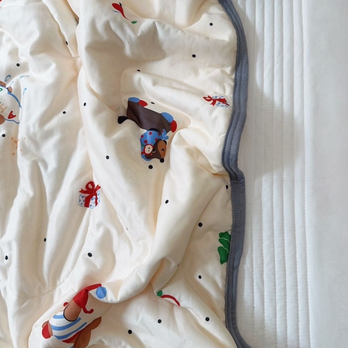 91家纺网 家纺一手货源 找家纺 兜米家居 2025夏季A类针织棉夏凉被小清新卡通双面针织棉空调被子被芯 平安小狗