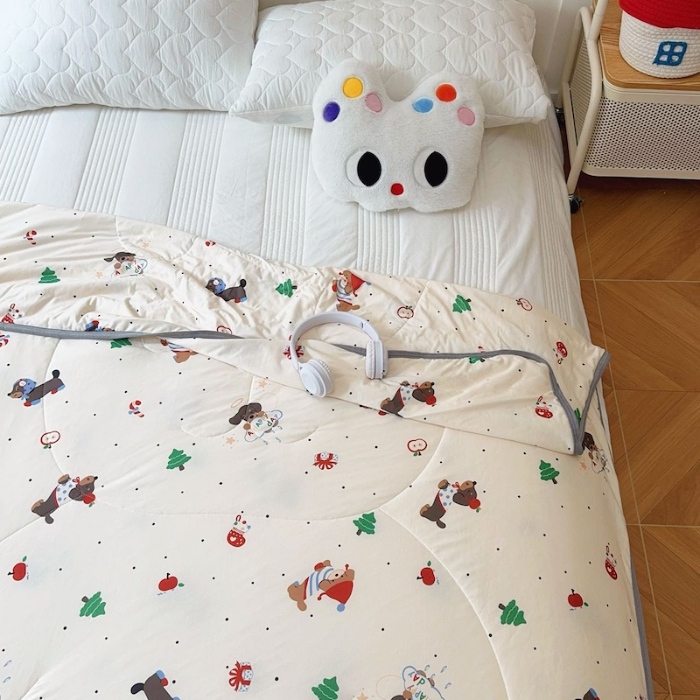 91家纺网 家纺一手货源 找家纺 兜米家居 2025夏季A类针织棉夏凉被小清新卡通双面针织棉空调被子被芯 平安小狗