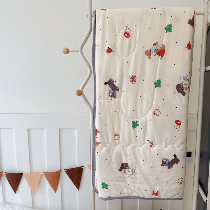 91家纺网 家纺一手货源 找家纺 兜米家居 2025夏季A类针织棉夏凉被小清新卡通双面针织棉空调被子被芯 平安小狗