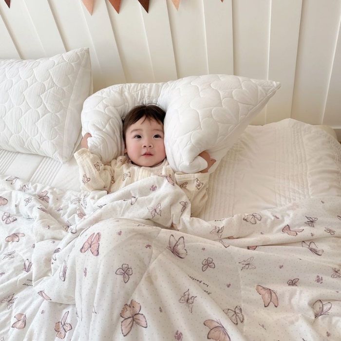 91家纺网 家纺一手货源 找家纺 兜米家居 2025夏季A类针织棉夏凉被小清新卡通双面针织棉空调被子被芯 小蝴蝶