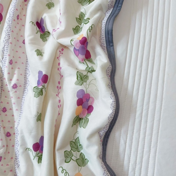 91家纺网 家纺一手货源 找家纺 兜米家居 2025夏季A类针织棉夏凉被小清新卡通双面针织棉空调被子被芯 小葡萄