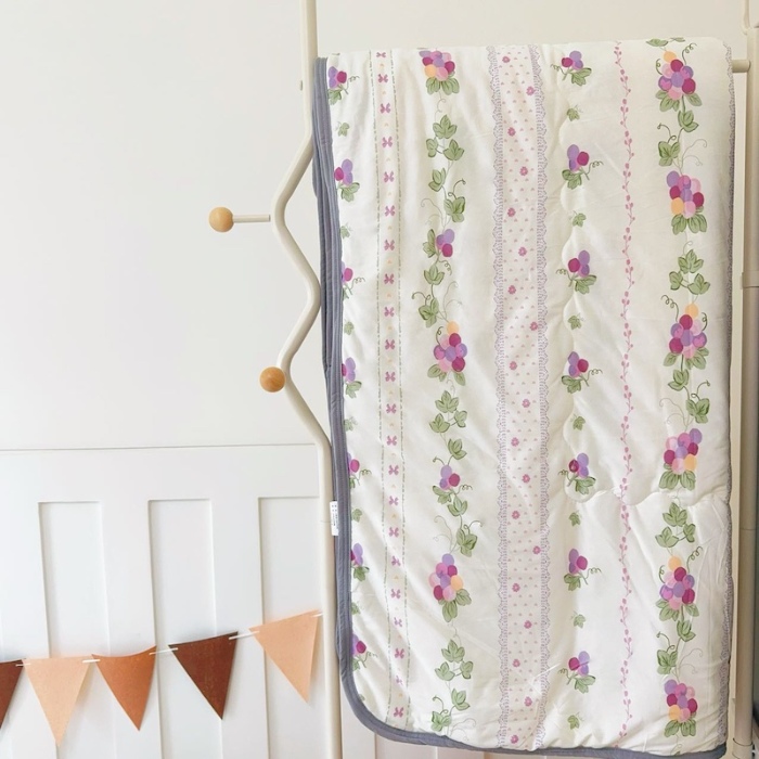 91家纺网 家纺一手货源 找家纺 兜米家居 2025夏季A类针织棉夏凉被小清新卡通双面针织棉空调被子被芯 小葡萄