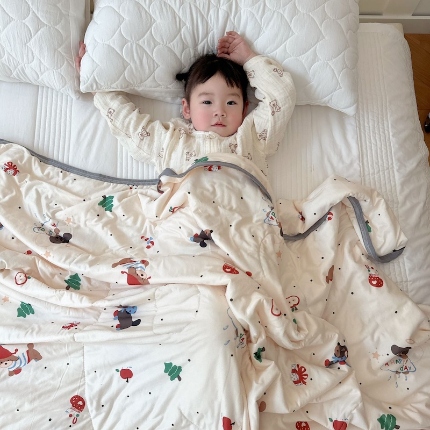 91家纺网 家纺一手货源 找家纺 兜米家居 2025夏季A类针织棉夏凉被小清新卡通双面针织棉空调被子被芯 平安小狗