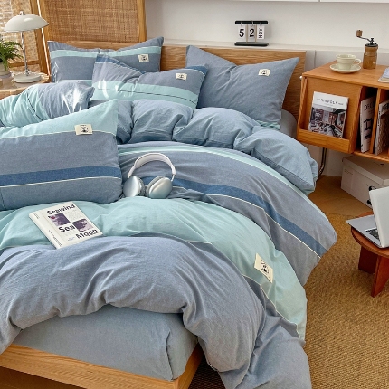 91家纺网 家纺一手货源 找家纺 （总）2025新款色织全棉四件套学生宿舍被套床单四季通用床上套件