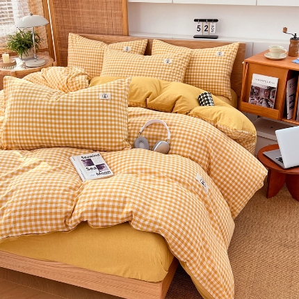 91家纺网 家纺一手货源 找家纺 （总）2025新款色织全棉四件套学生宿舍被套床单四季通用床上套件