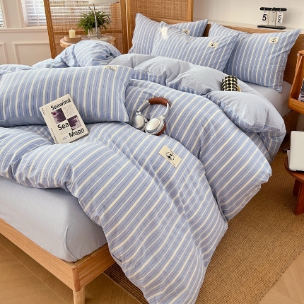 91家纺网 家纺一手货源 找家纺 （总）2025新款色织全棉四件套学生宿舍被套床单四季通用床上套件