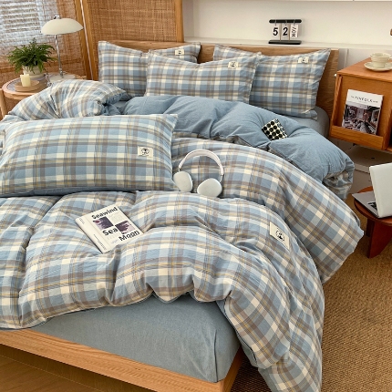 91家纺网 家纺一手货源 找家纺 （总）2025新款色织全棉四件套学生宿舍被套床单四季通用床上套件