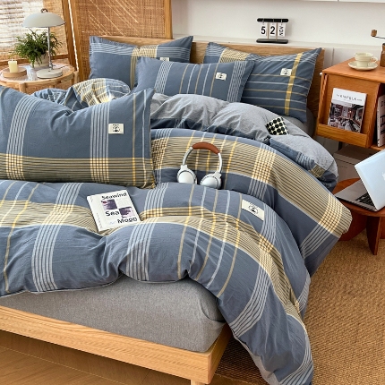 91家纺网 家纺一手货源 找家纺 （总）2025新款色织全棉四件套学生宿舍被套床单四季通用床上套件