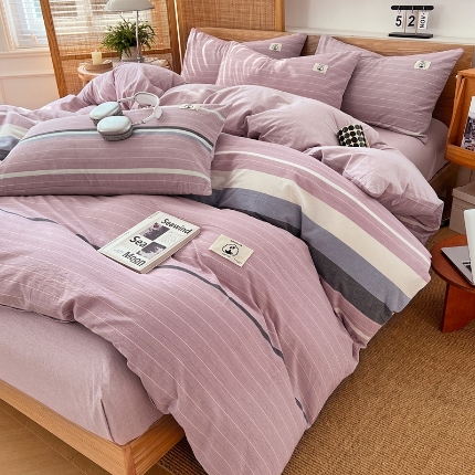 91家纺网 家纺一手货源 找家纺 （总）2025新款色织全棉四件套学生宿舍被套床单四季通用床上套件