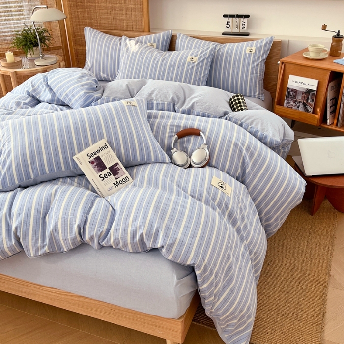 91家纺网 家纺一手货源 找家纺 （总）2025新款色织全棉四件套学生宿舍被套床单四季通用床上套件