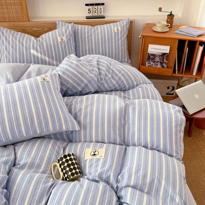 91家纺网 家纺一手货源 找家纺 （总）2025新款色织全棉四件套学生宿舍被套床单四季通用床上套件