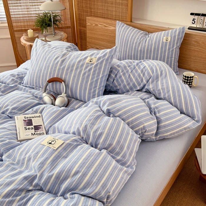 91家纺网 家纺一手货源 找家纺 （总）2025新款色织全棉四件套学生宿舍被套床单四季通用床上套件