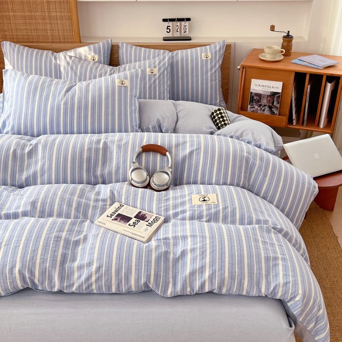 91家纺网 家纺一手货源 找家纺 （总）2025新款色织全棉四件套学生宿舍被套床单四季通用床上套件