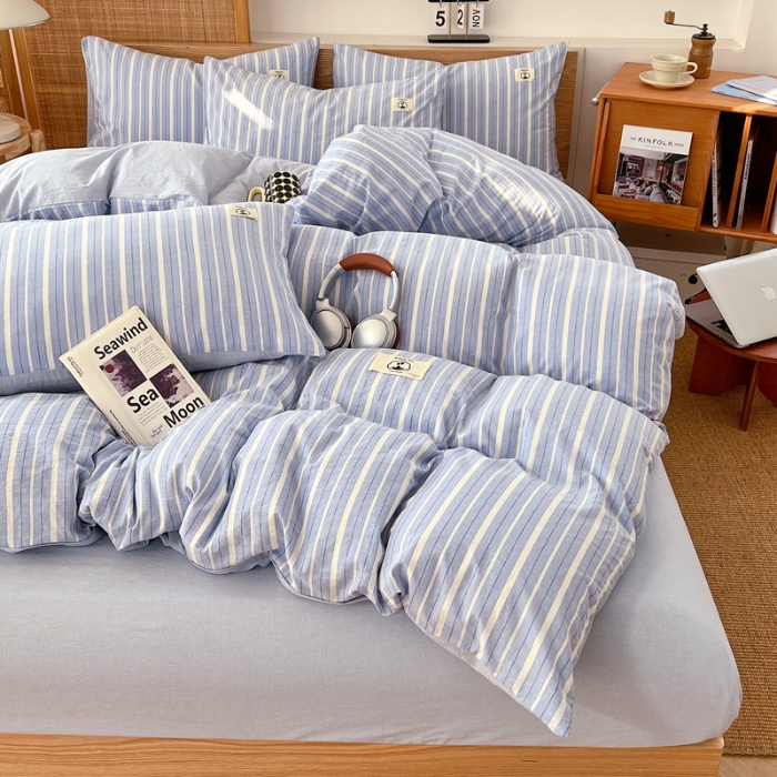 91家纺网 家纺一手货源 找家纺 （总）2025新款色织全棉四件套学生宿舍被套床单四季通用床上套件