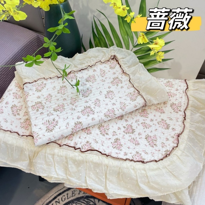 91家纺网 家纺一手货源 找家纺 （总）纯棉床盖三件套260×240法式全棉床裙花边 纯棉夹棉床盖