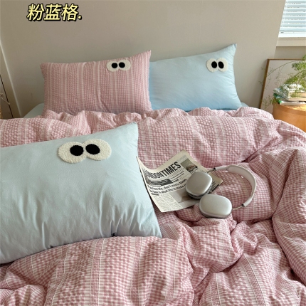 91家纺网 家纺一手货源 找家纺 （总）顾里家纺 2025新款大眼混搭色织水洗棉毛巾绣套件