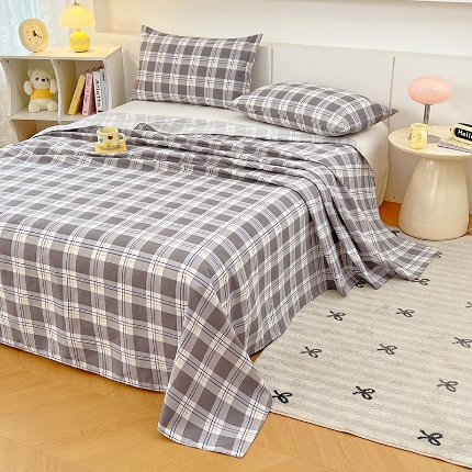 91家纺网 家纺一手货源 找家纺 （总）2025新品清新卡通印花缎条老粗布三件套床品套件床上用品