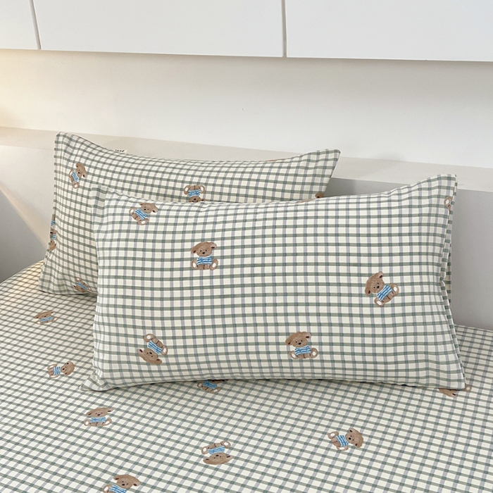 91家纺网 家纺一手货源 找家纺 （总）2025新款印花缎条老粗布床单三件套床品套件