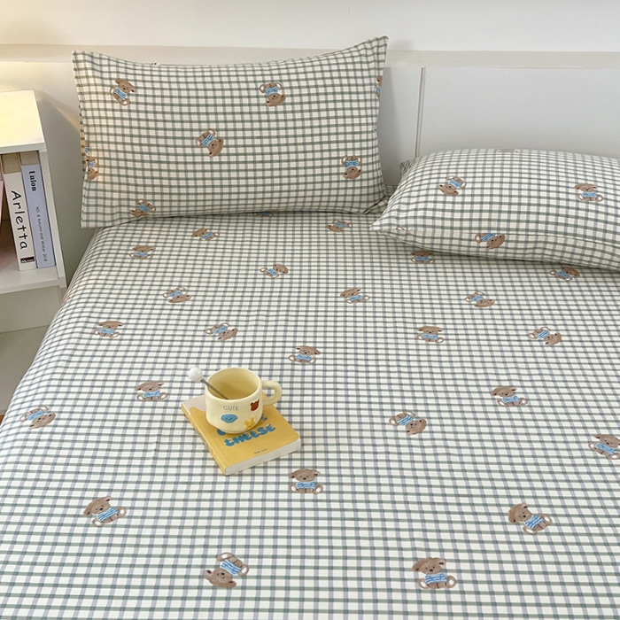 91家纺网 家纺一手货源 找家纺 （总）2025新款印花缎条老粗布床单三件套床品套件