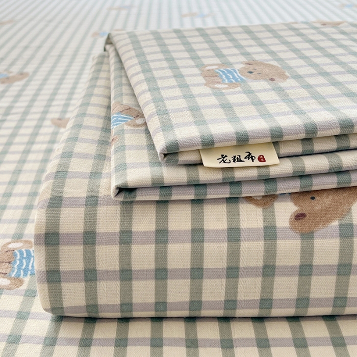 91家纺网 家纺一手货源 找家纺 （总）2025新款印花缎条老粗布床单三件套床品套件