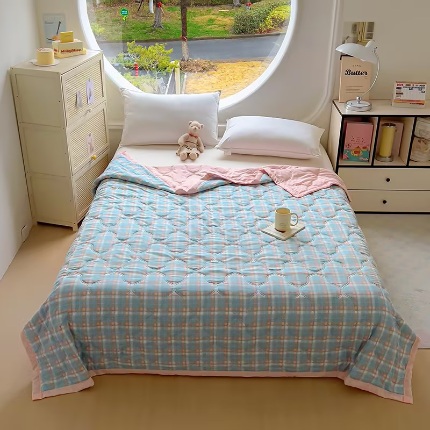 91家纺网 家纺一手货源 找家纺 （总）欧喜璐 2025新款水洗棉超声波礼品夏被夏凉被春秋被