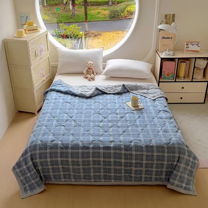 91家纺网 家纺一手货源 找家纺 （总）欧喜璐 2025新款水洗棉超声波礼品夏被夏凉被春秋被