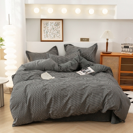 91家纺网 家纺一手货源 找家纺 （总）喜四方 2025新款全棉色织水洗棉四件套