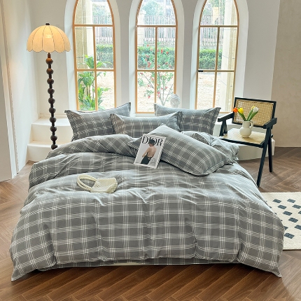 91家纺网 家纺一手货源 找家纺 （总）喜四方 2025新款全棉色织水洗棉四件套