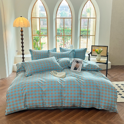 91家纺网 家纺一手货源 找家纺 （总）喜四方 2025新款全棉色织水洗棉四件套