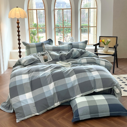 91家纺网 家纺一手货源 找家纺 （总）喜四方 2025新款全棉色织水洗棉四件套