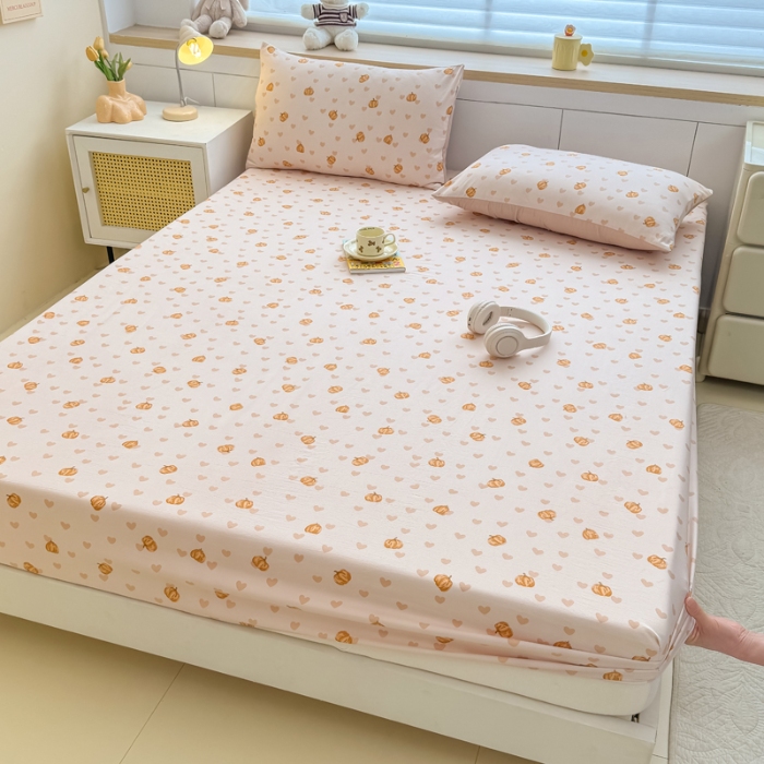 91家纺网 家纺一手货源 找家纺 （总）2025新款针织棉双层纱印花单床笠 床笠三件套