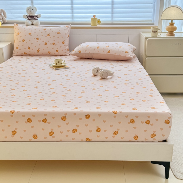 91家纺网 家纺一手货源 找家纺 （总）2025新款针织棉双层纱印花单床笠 床笠三件套