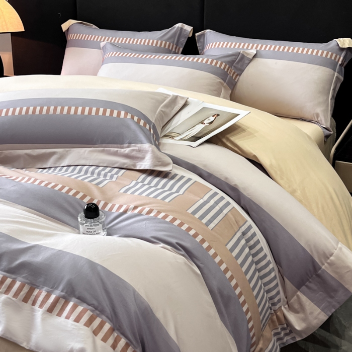 91家纺网 家纺一手货源 找家纺 （总）（控价）2025新款 专版花型 高克重A类 全棉长绒棉数码印花四件套-布拉格之恋