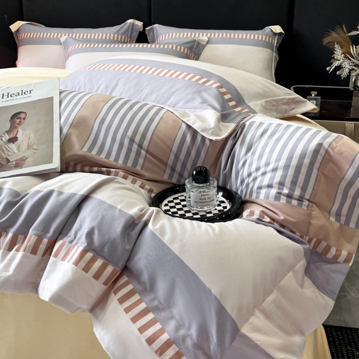 91家纺网 家纺一手货源 找家纺 （总）（控价）2025新款 专版花型 高克重A类 全棉长绒棉数码印花四件套-布拉格之恋