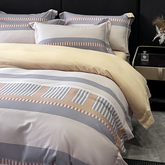 91家纺网 家纺一手货源 找家纺 （总）（控价）2025新款 专版花型 高克重A类 全棉长绒棉数码印花四件套-布拉格之恋